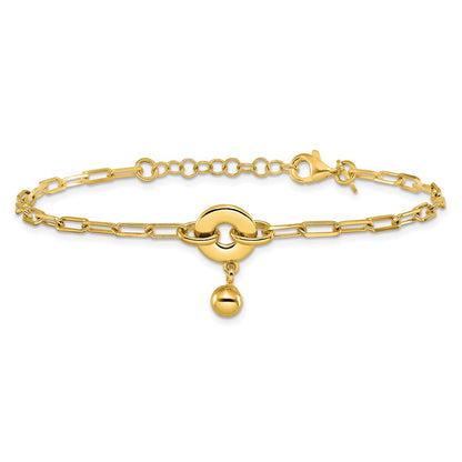 Gold Plated Sterling Silver With 1In Ext. Circle Bracelet