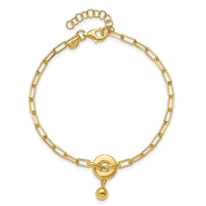Gold Plated Sterling Silver With 1In Ext. Circle Bracelet