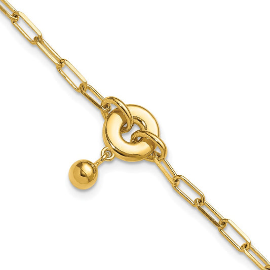 Gold Plated Sterling Silver With 1In Ext. Circle Bracelet