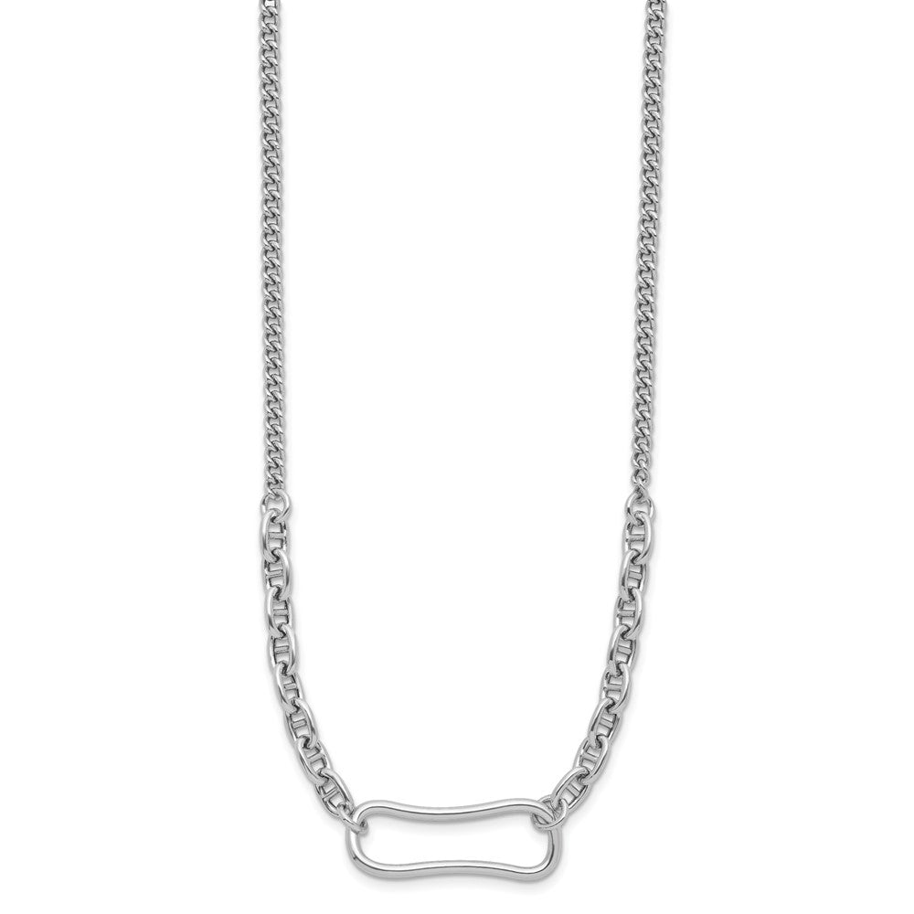 Sterling Silver Rhodium Plated With 2In Ext. Necklace