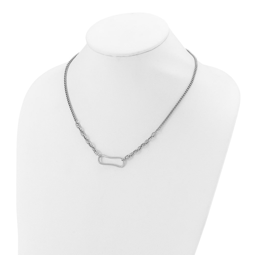 Sterling Silver Rhodium Plated With 2In Ext. Necklace