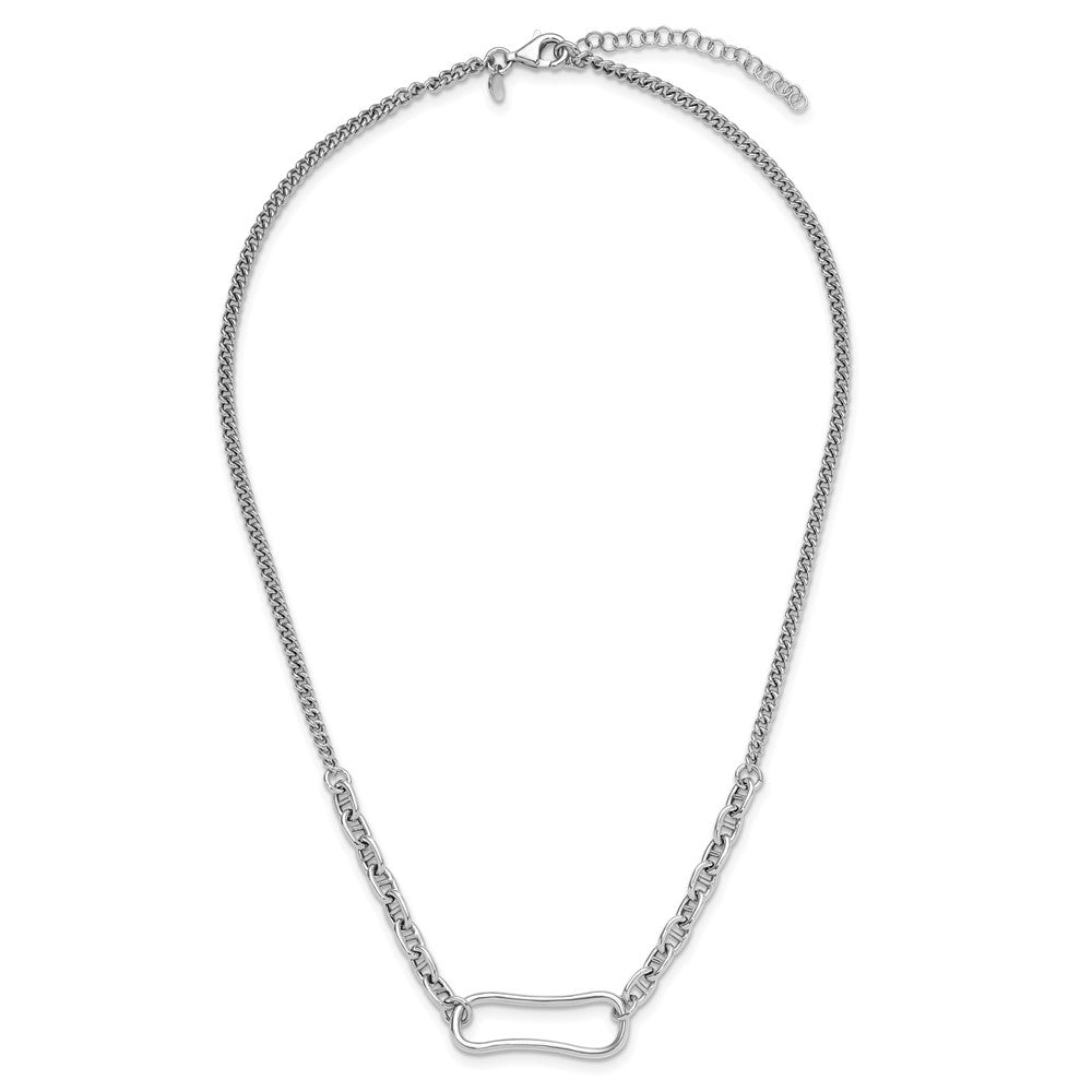 Sterling Silver Rhodium Plated With 2In Ext. Necklace