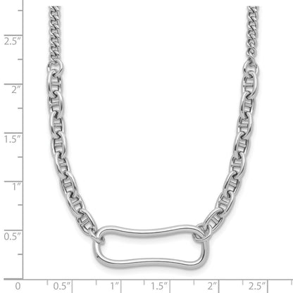 Sterling Silver Rhodium Plated With 2In Ext. Necklace