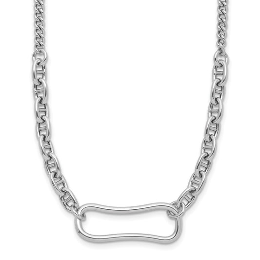 Sterling Silver Rhodium Plated With 2In Ext. Necklace