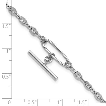 Sterling Silver Rhodium Plated Dangle Bar With 1In Ext. Bracelet