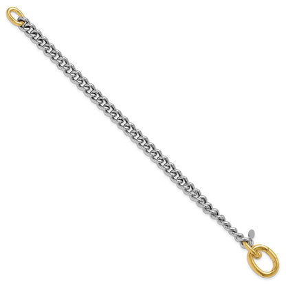 Gold Plated Sterling Silver Rhodium And With Curb Link Bracelet