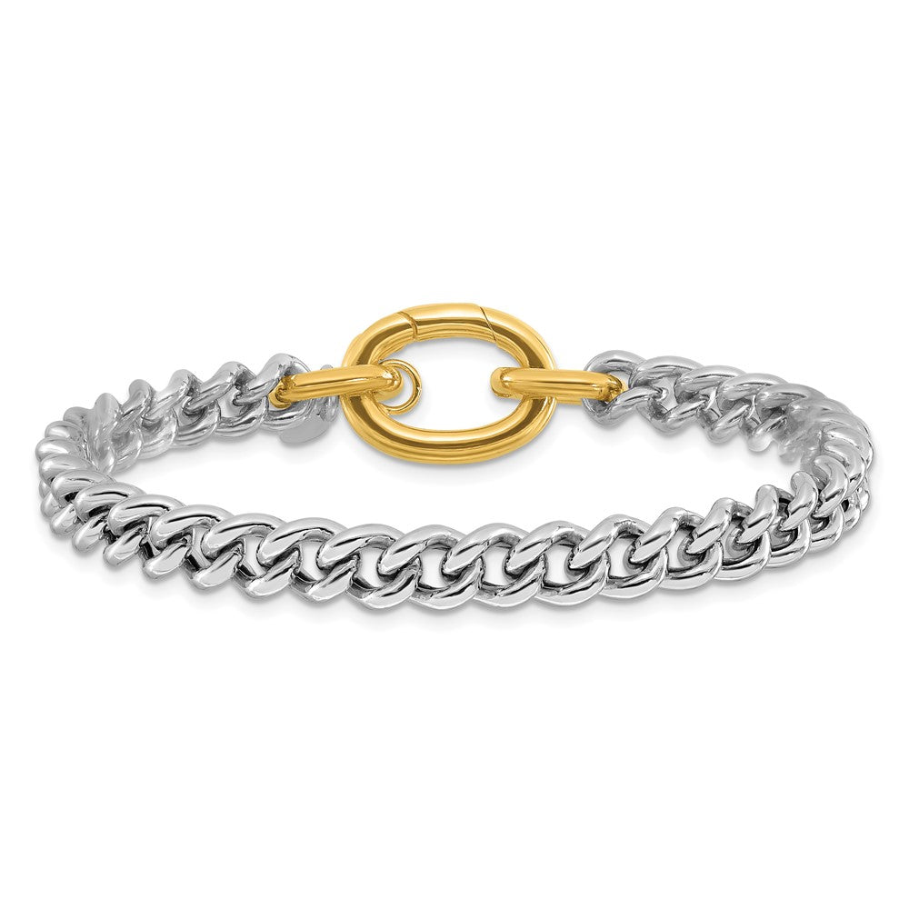 Gold Plated Sterling Silver Rhodium And With Curb Link Bracelet