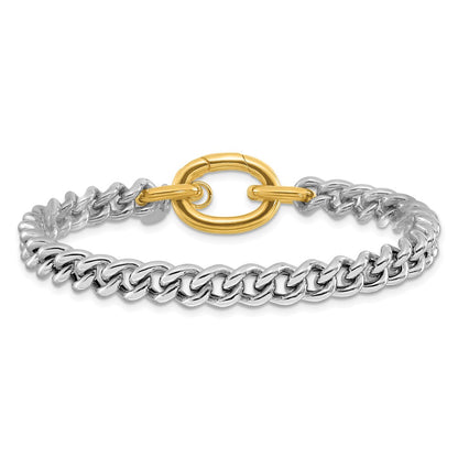 Gold Plated Sterling Silver Rhodium And With Curb Link Bracelet