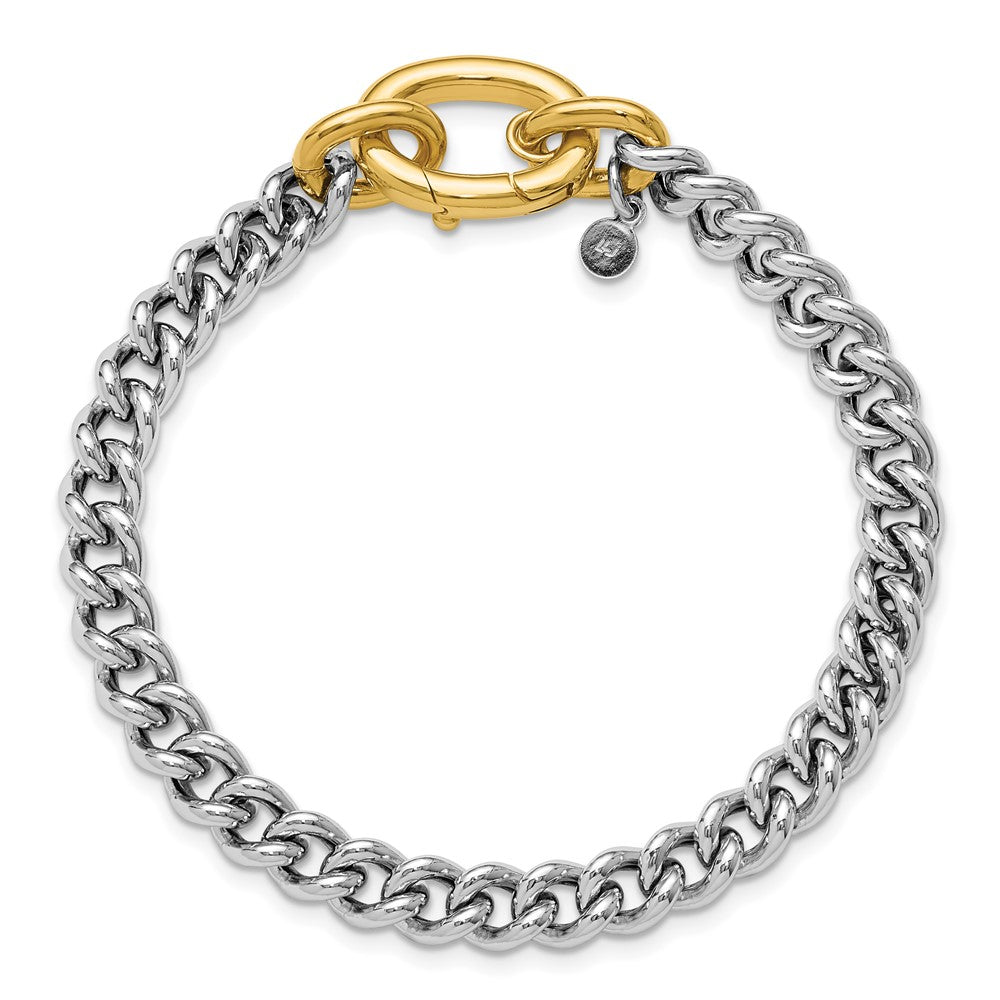 Gold Plated Sterling Silver Rhodium And With Curb Link Bracelet