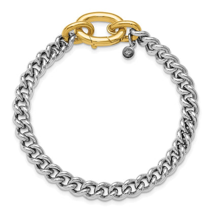 Gold Plated Sterling Silver Rhodium And With Curb Link Bracelet