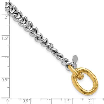 Gold Plated Sterling Silver Rhodium And With Curb Link Bracelet
