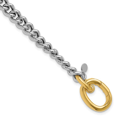 Gold Plated Sterling Silver Rhodium And With Curb Link Bracelet