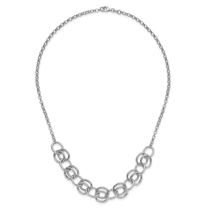 Sterling Silver Rhodium Plated Fancy Link Necklace