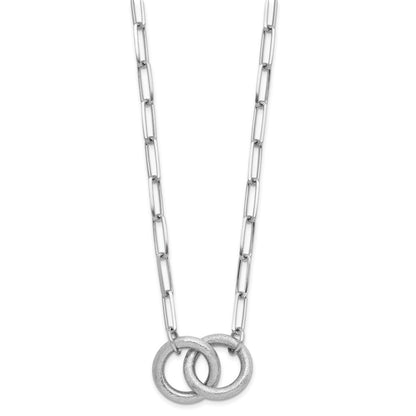 Sterling Silver Rhodium Plated Fancy Link 1.75In Ext. Necklace