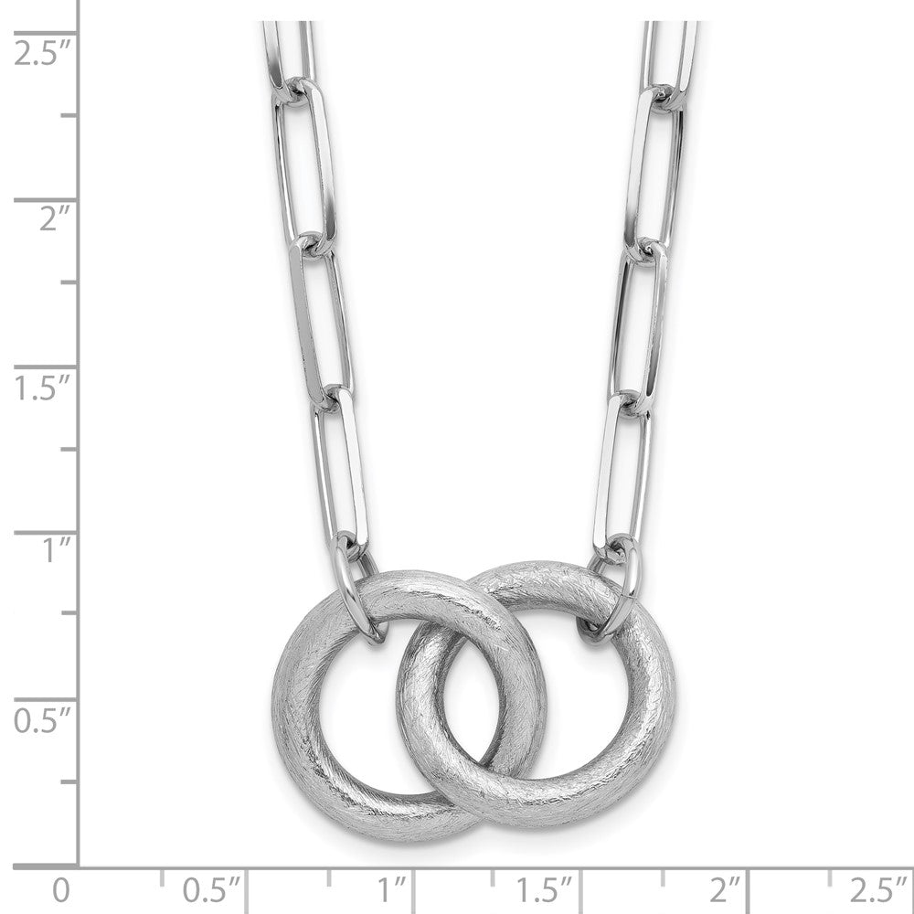 Sterling Silver Rhodium Plated Fancy Link 1.75In Ext. Necklace
