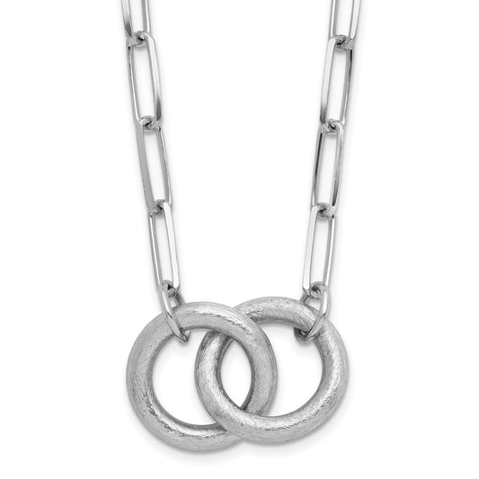 Sterling Silver Rhodium Plated Fancy Link 1.75In Ext. Necklace