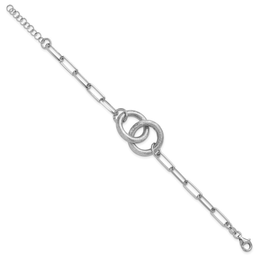 Sterling Silver Rhod Plated Fancy Link With 1.25In Ext. Bracelet