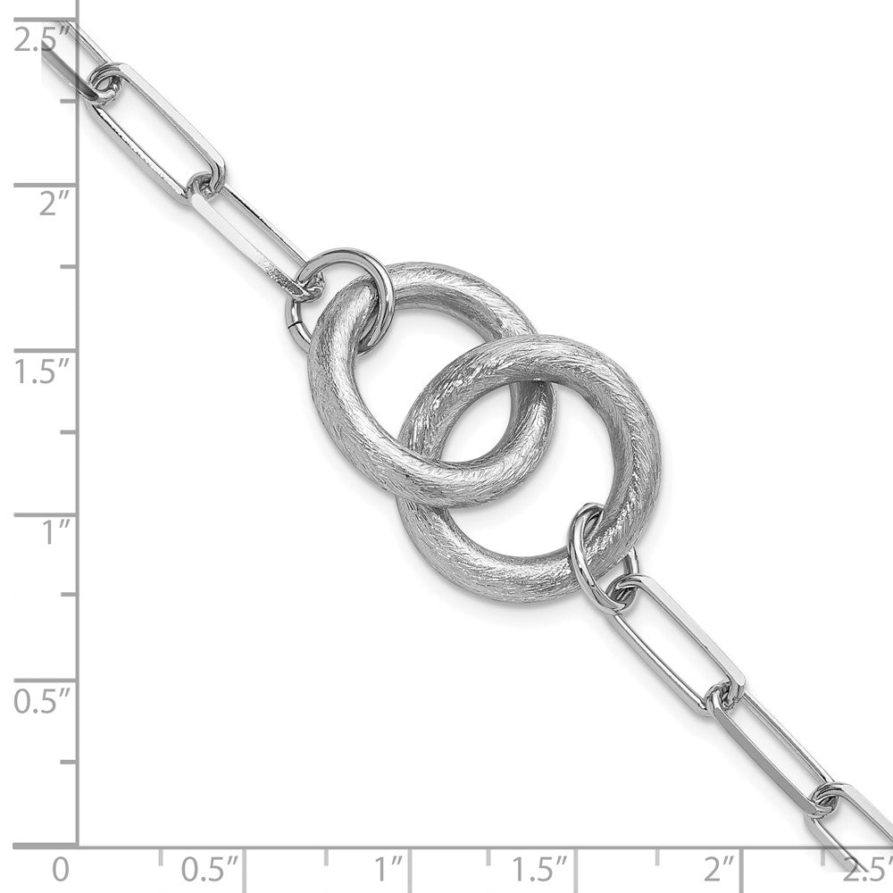 Sterling Silver Rhod Plated Fancy Link With 1.25In Ext. Bracelet