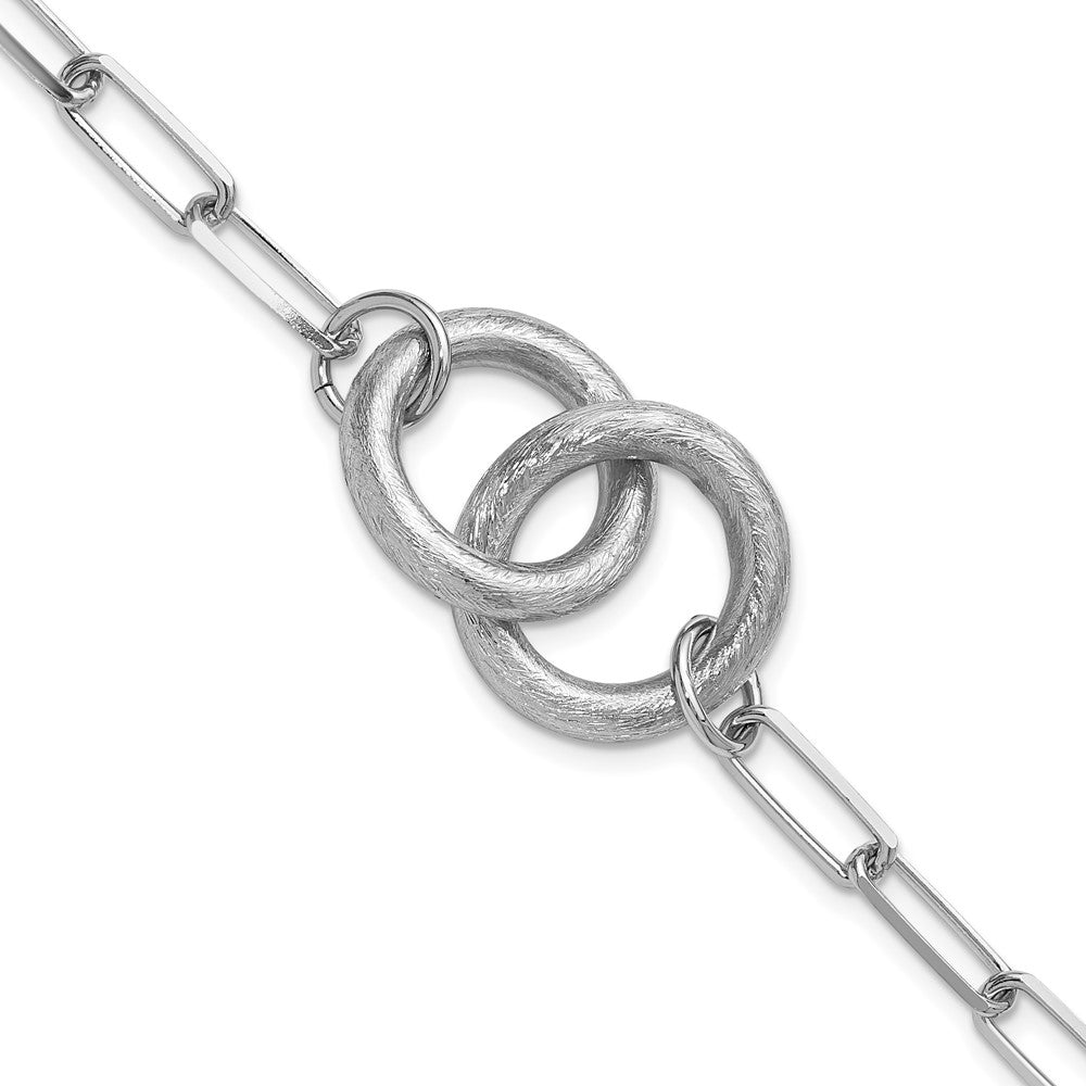 Sterling Silver Rhod Plated Fancy Link With 1.25In Ext. Bracelet