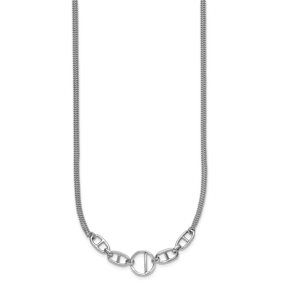 Sterling Silver Rh Plt Polish 2 Strand Fancy 1.75In Ext Necklace