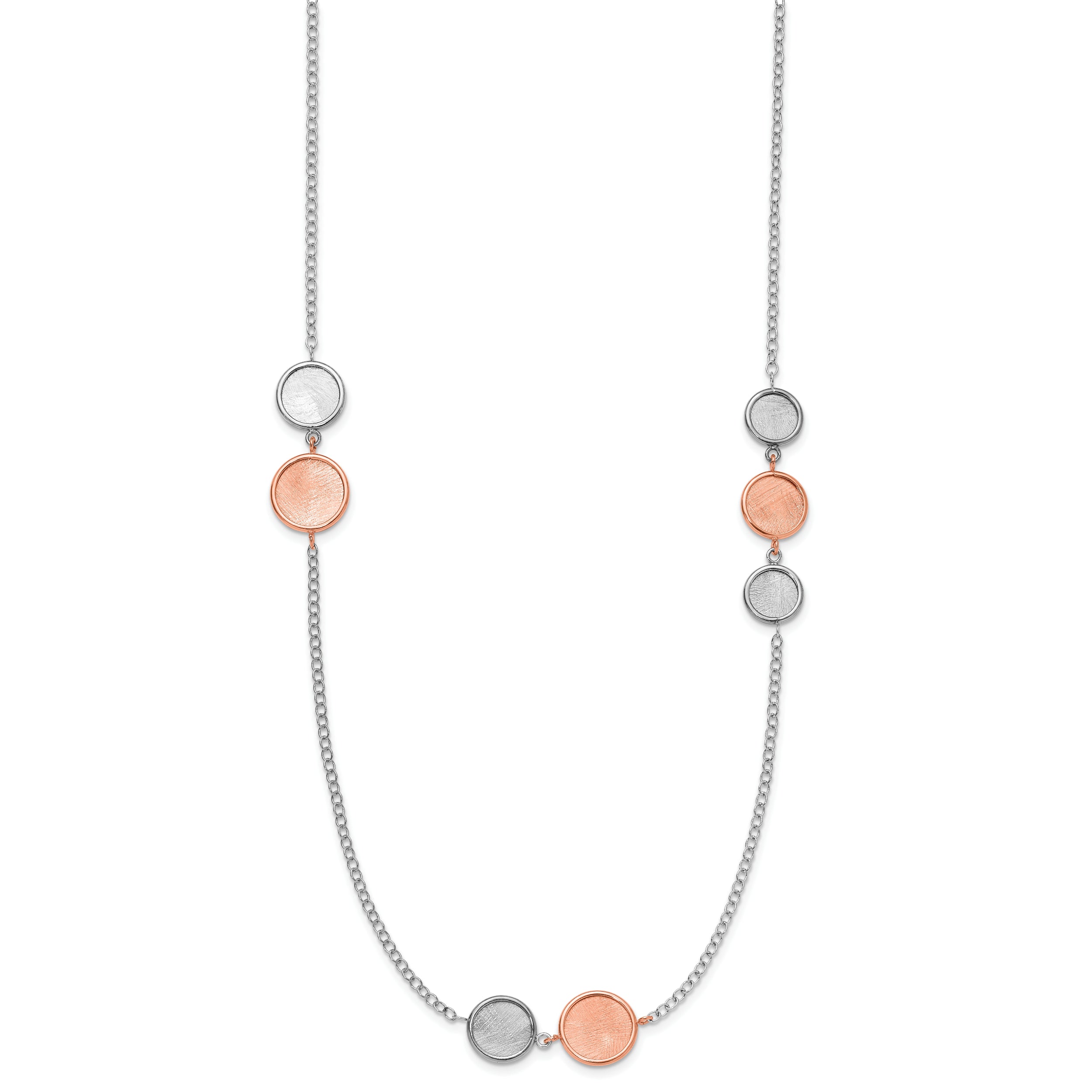 Sterling Silver Ss Rh Pl/Rose Tone Radiant Essence Polish/Scratch 2In Ext Neckla