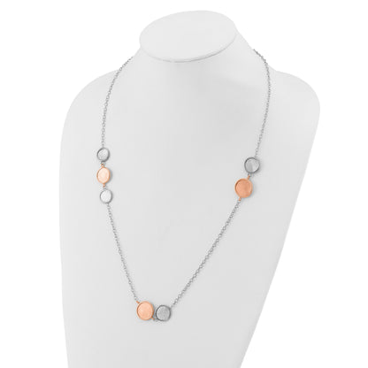 Sterling Silver Ss Rh Pl/Rose Tone Radiant Essence Polish/Scratch 2In Ext Neckla