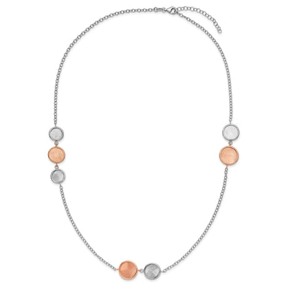Sterling Silver Ss Rh Pl/Rose Tone Radiant Essence Polish/Scratch 2In Ext Neckla