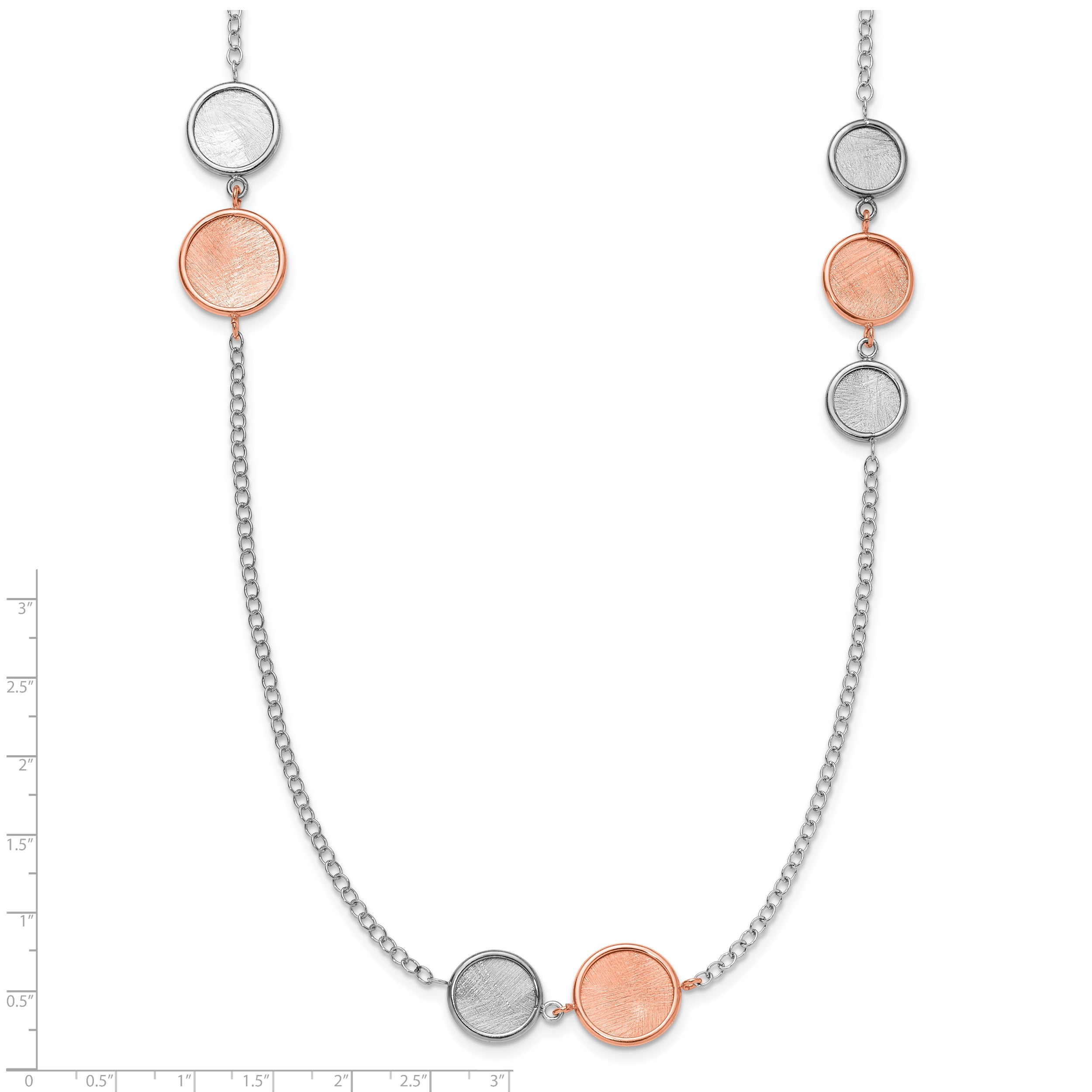 Sterling Silver Ss Rh Pl/Rose Tone Radiant Essence Polish/Scratch 2In Ext Neckla