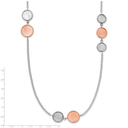 Sterling Silver Ss Rh Pl/Rose Tone Radiant Essence Polish/Scratch 2In Ext Neckla