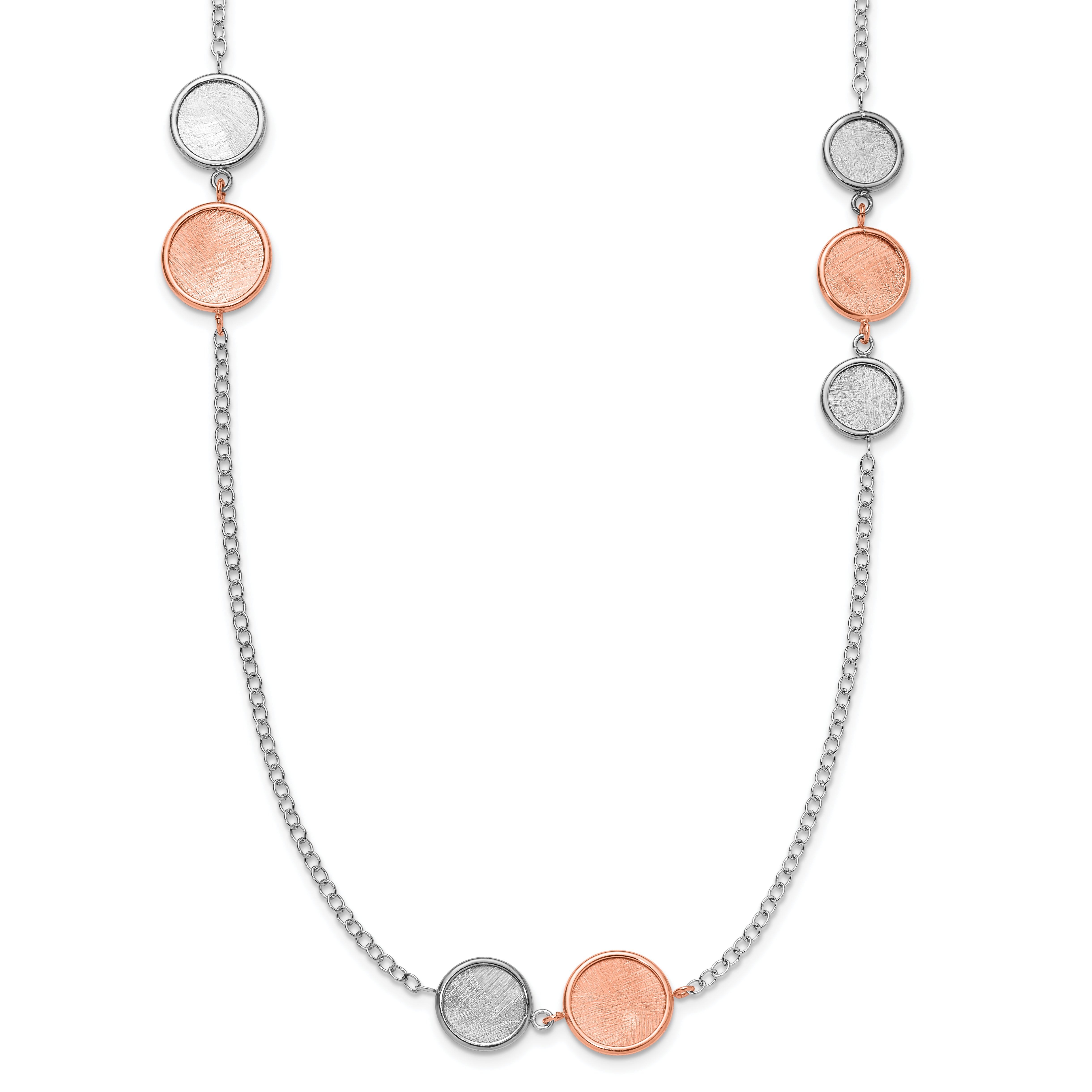 Sterling Silver Ss Rh Pl/Rose Tone Radiant Essence Polish/Scratch 2In Ext Neckla
