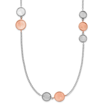 Sterling Silver Ss Rh Pl/Rose Tone Radiant Essence Polish/Scratch 2In Ext Neckla