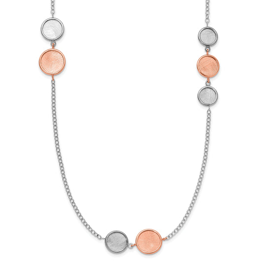 Sterling Silver Ss Rh Pl/Rose Tone Radiant Essence Polish/Scratch 2In Ext Neckla