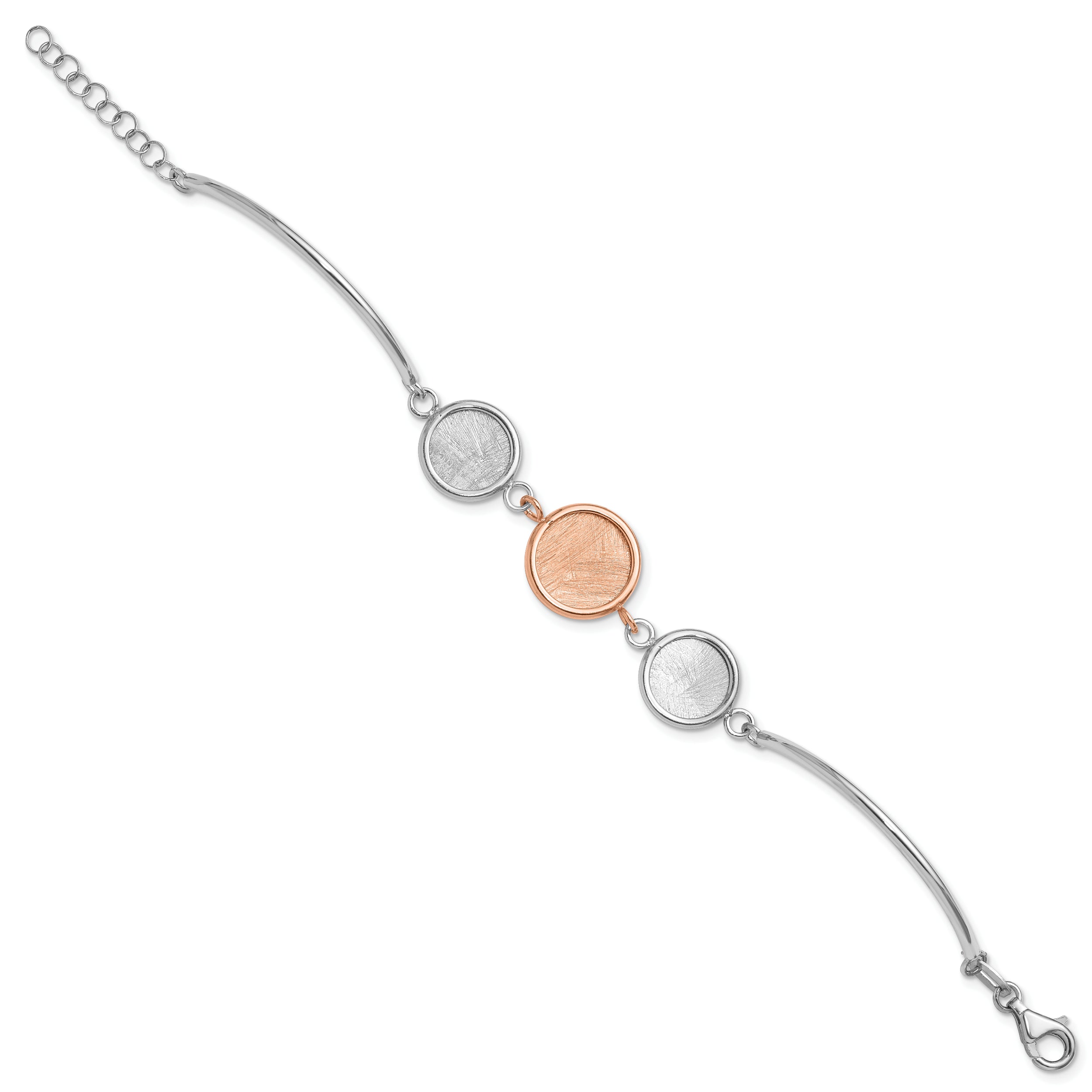 Sterling Silver Ss Rh Plat/Rose Tone Radiant Essence Polished/Scratch Bracelet
