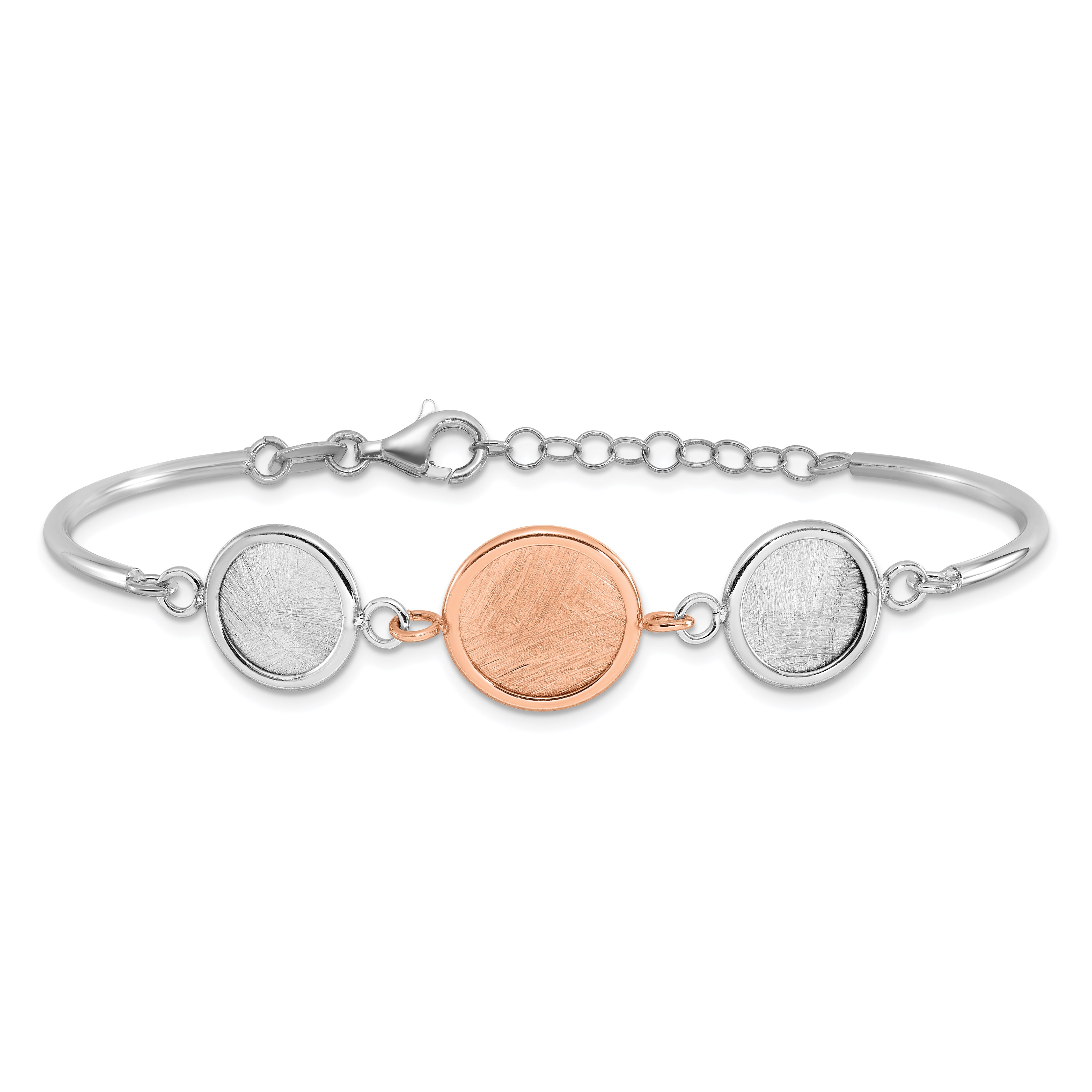 Sterling Silver Ss Rh Plat/Rose Tone Radiant Essence Polished/Scratch Bracelet