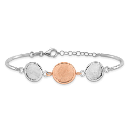 Sterling Silver Ss Rh Plat/Rose Tone Radiant Essence Polished/Scratch Bracelet