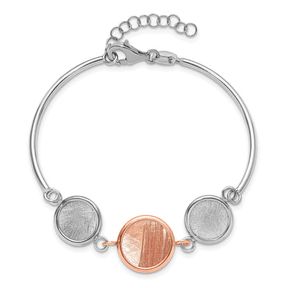Sterling Silver Ss Rh Plat/Rose Tone Radiant Essence Polished/Scratch Bracelet