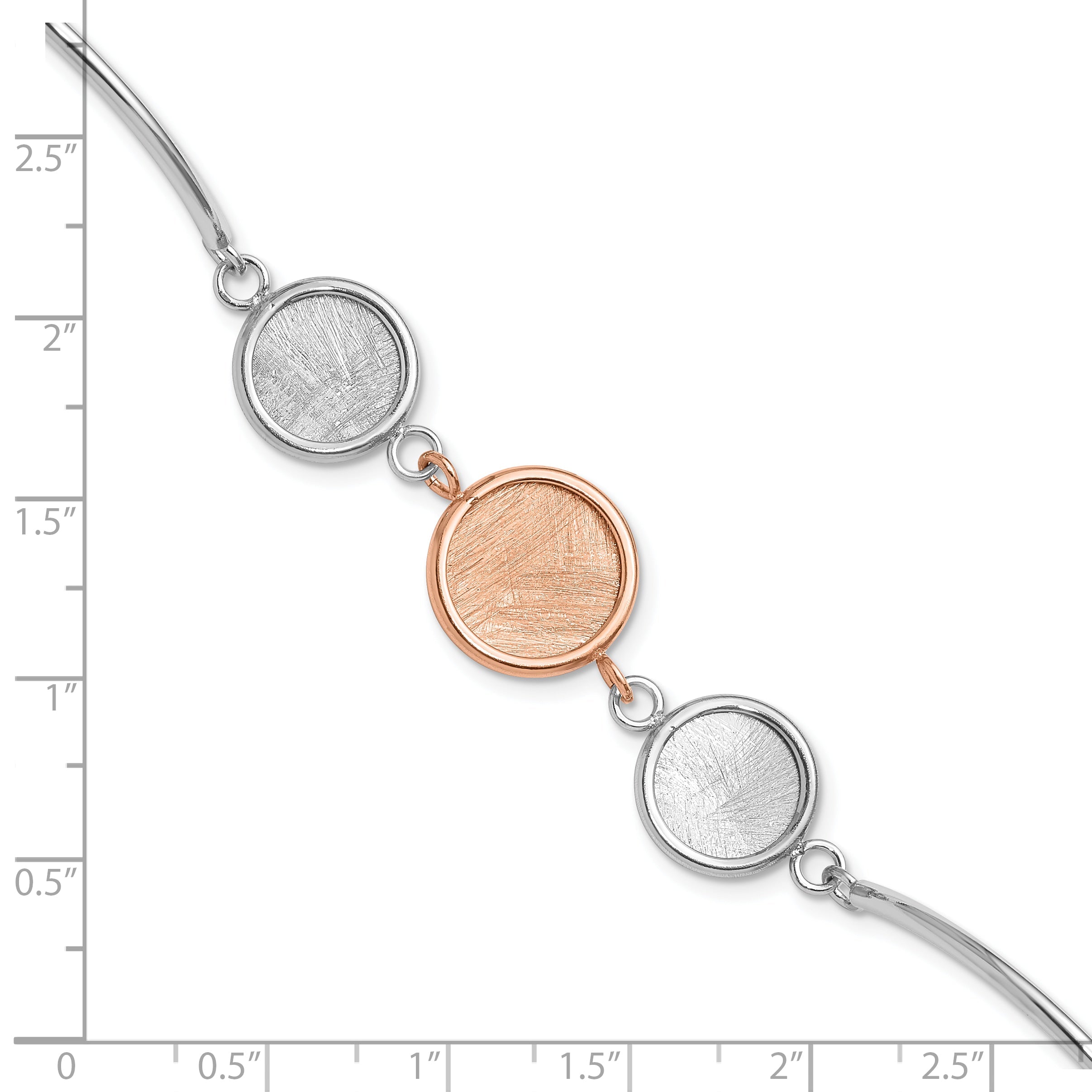 Sterling Silver Ss Rh Plat/Rose Tone Radiant Essence Polished/Scratch Bracelet