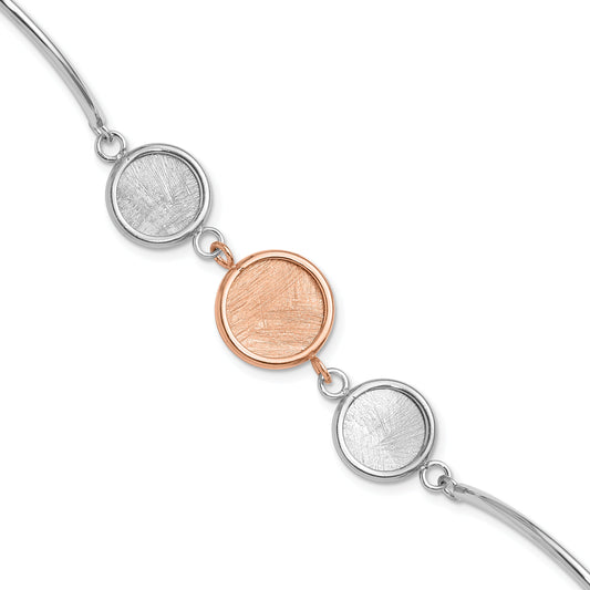 Sterling Silver Ss Rh Plat/Rose Tone Radiant Essence Polished/Scratch Bracelet