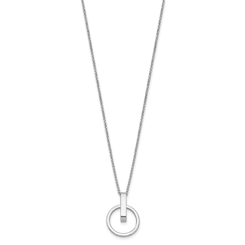 Sterling Silver Rh Plt Polished 2In Ext. Circle Pendant Necklace