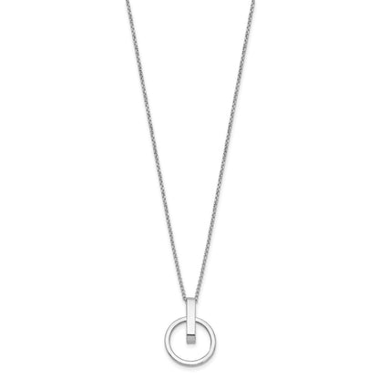Sterling Silver Rh Plt Polished 2In Ext. Circle Pendant Necklace