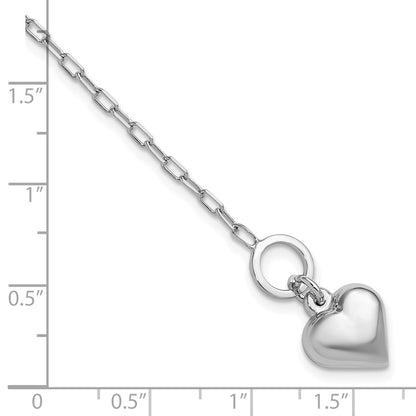 Sterling Silver Rhodium Plated Polished Heart Toggle Bracelet