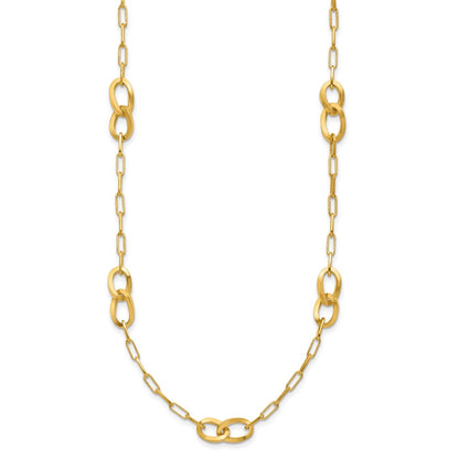 Gold Plated Sterling Silver Fancy Link With 1In Ext. Necklace