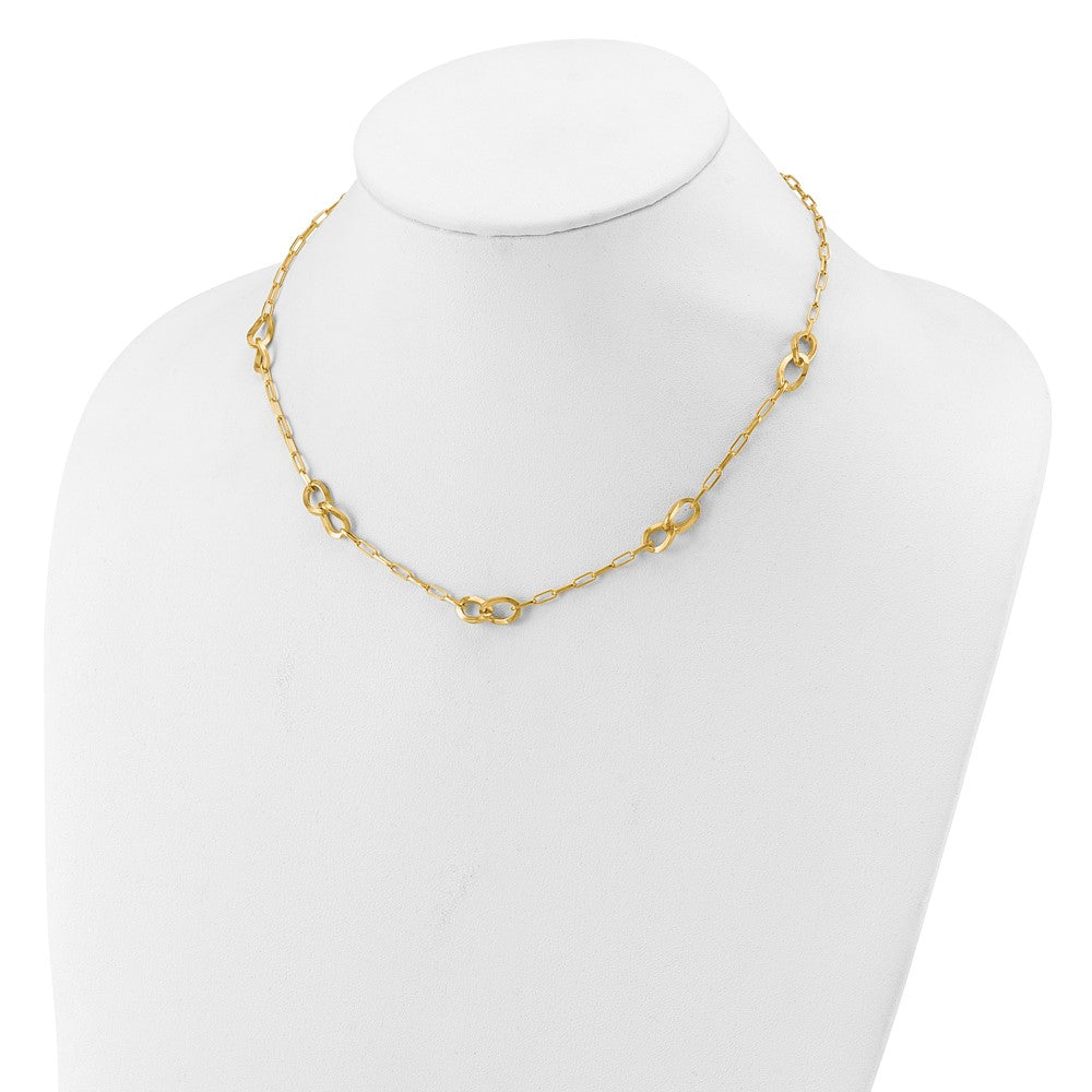 Gold Plated Sterling Silver Fancy Link With 1In Ext. Necklace