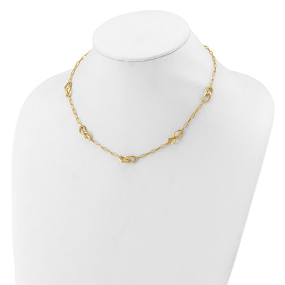 Gold Plated Sterling Silver Fancy Link With 1In Ext. Necklace