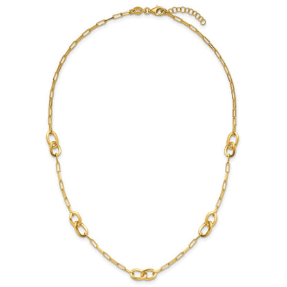 Gold Plated Sterling Silver Fancy Link With 1In Ext. Necklace