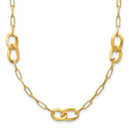 Gold Plated Sterling Silver Fancy Link With 1In Ext. Necklace
