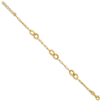 Gold Plated Sterling Silver Fancy Link With 1In Ext. Bracelet