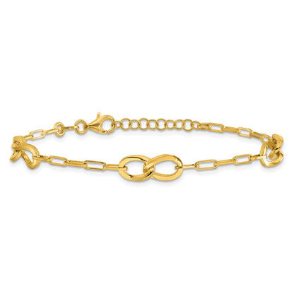 Gold Plated Sterling Silver Fancy Link With 1In Ext. Bracelet