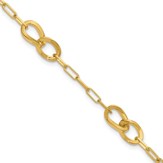Gold Plated Sterling Silver Fancy Link With 1In Ext. Bracelet