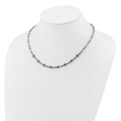 Sterling Silver Rhodium Plated Enamel Link 2In Ext. Necklace